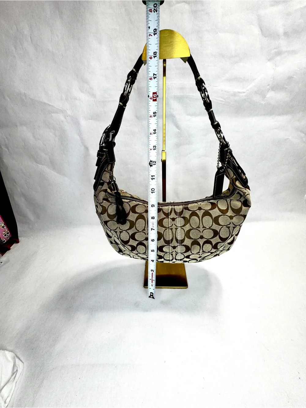 Coach K0668-10601 Signature Jacquard Hobo Shoulder Bag Brown